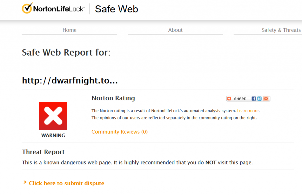  is Safe With Norton Safe Web